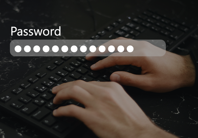 Person typing in password